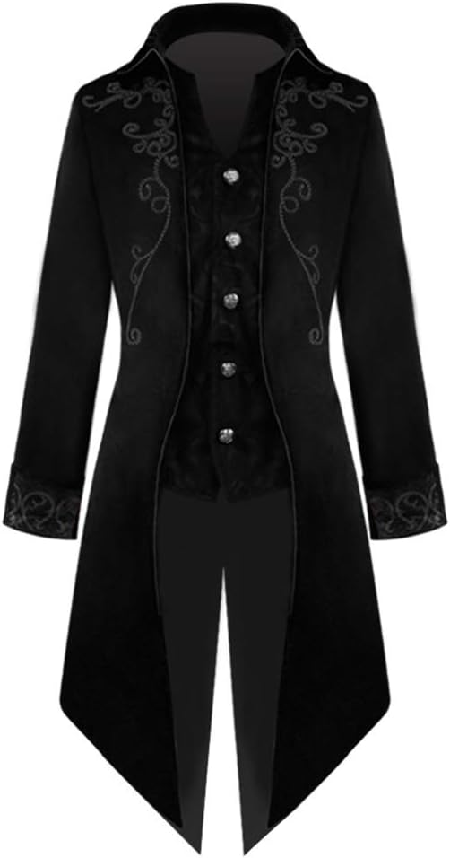 Crubelon Men's Steampunk Vintage Tailcoat Jacket Gothic Victorian Frock Coat Uniform Halloween Costume