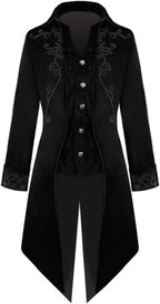 Crubelon Men's Steampunk Vintage Tailcoat Jacket Gothic Victorian Frock Coat Uniform Halloween Costume