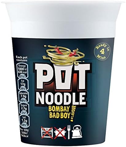 Pot Noodle Bombay Bad Boy Flavour - 90g - Pack of 4 (90g x 4)
