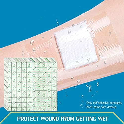 50pcs Showerproof Transparent Adhesive Film Dressings Clear Wound Bandages Protectors for Shower Tatoo Burns Abdominal C Section After Back Hip Knee Surgery 4 x 4 Inch