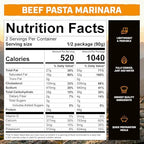 Peak Refuel Beef Pasta Marinara | 49g Protein | 1040 Calories | 100% Real Meat | Premium Freeze Dried Backpacking & Camping Food | 2 Servings | Ideal MRE Survival Meal (2 Serving Pouch)