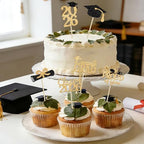 24 Pcs Graduation Cupcake Toppers 2026 - Congrats Grad Decorations Class of 2026, Pre-Assembled Black Gold Grad Cake Topper Centerpieces for Graduation Party Decoration Supplies Table Decor, 6 Styles