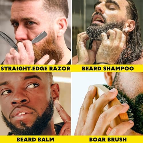 Beard Club Mens Grooming Kit & Beard Trimmer for Men - Professional Cordless Electric Hair & Moustache Trimmer, Straight Razor, Shampoo, Balm, Brush & Comb - Grooming Kit Gift Set