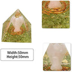 mookaitedecor Peridot Crystal Orgone Pyramid with Rose Quartz Guardian Angel and Tumbled Stones Orgonite Energy Generator for Protection Reiki Home Decor