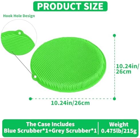 2 Pack Shower Foot Scrubber & Shower Back Scrubber Wall Mounted with Delicate Brush,Gentle Exfoliation Non-Slip Foot Scrubber Mat (Gray and Green)