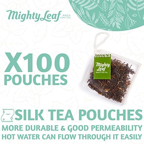 Mighty Leaf Organic Spring Jasmine Green Tea – 100 Count Premium Silken Tea Bags – Foil Wrapped for Freshness – Whole Leaf Green Tea with Floral Jasmine Aroma – USDA Organic Certified