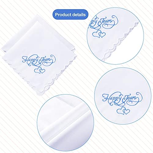 Embroidered Wedding Handkerchiefs Happy Tears Handkerchiefs with Scallop Lace Edges for Wedding Day Bride