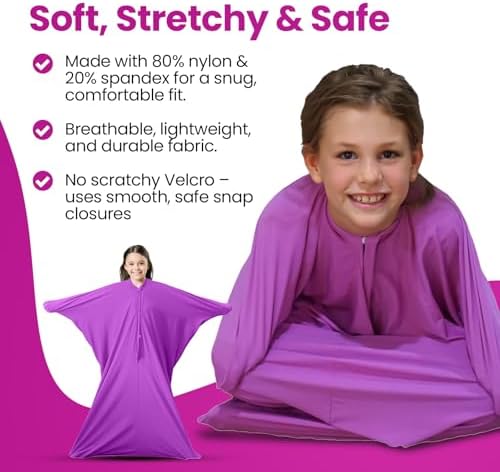 SENSORY4U Sensory Sack Body Sock – Stretchy Compression Suit for Kids – Great for Play, Movement, and Body Awareness