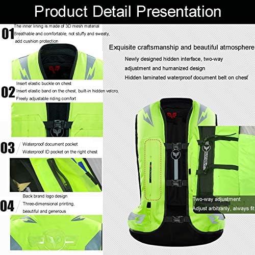 Motorcycle Airbag Vest Inflatable Impact Relief Vest Nylon 600D Fabric, Wear-resistant And Tear-resistant Suitable For Riding, Horse Riding And Outdoor Sports (60CC Cylinder Capacity, Without CO2 Cyli