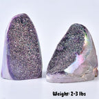 JIC Gem Rainbow Aura Titanium Coated Amethyst (2 lb to 3 lb) Crystal Cluster from Brazil Quartz Geode Gemstone Home Decor