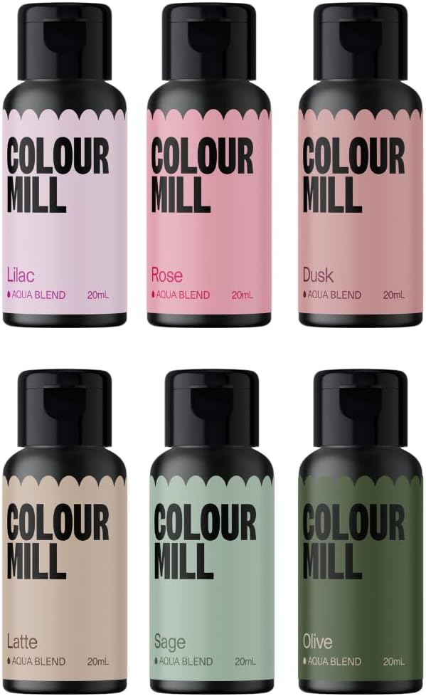 Colour Mill Botanical Pack Aqua Blend Water-Based Food Coloring, 20 Milliliters Dusk, Latte, Lilac, Olive, Rose & Sage