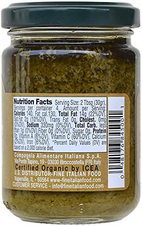 Mantova Organic Pesto Genovese (Pack of 4) 4.6 Oz