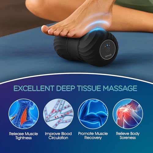 Vibrating Peanut Massage Ball Roller, Electric Double Lacrosse Massage Ball with 4 Intensities for Muscle Pain Relief, Rechargeable Deep Tissue Massage, Yoga Sports Fitness MB300 (Black)
