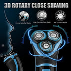 MAX-T Electric Shaver for Men, Cordless Electric Razor with Travel Case, Wet & Dry Use Men's Razor with Pop-Up Trimmer, 3D Rechargeable IPX7 Waterproof Rotary Shaver