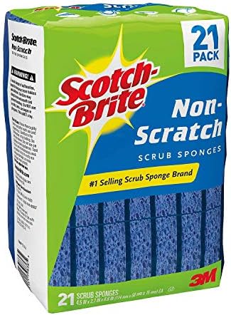 Scotch Brite Blue Non-Scratch Scrub Sponges 21 PACK 3M Individually Wrapped NEW