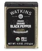 Watkins Gourmet Organic Spice Tin, Ground Black Pepper, 4 oz