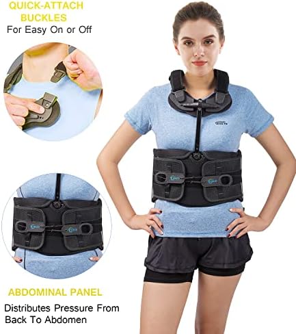 TLSO Thoracic Full Back Brace for Men Women for Kyphosis, Post Op Recovery, Compression Fractures, Scoliosis, DDD, Herniated Discs, Adjustable Thoracic Lumbar Spine Support(Size M)