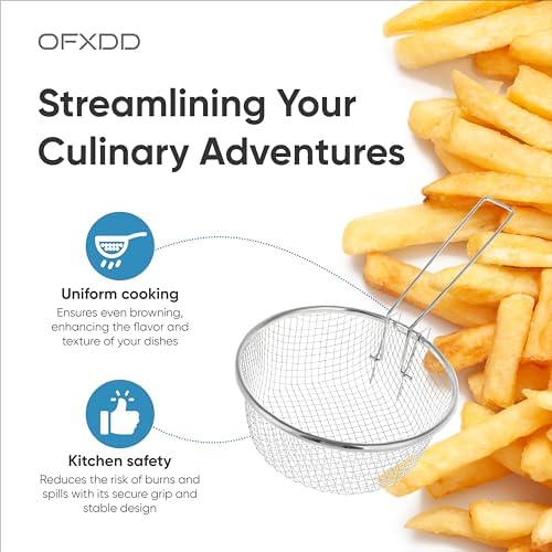 Deep Wire Basket for Cooking - Pack of 2 - Commercial Stainless Steel Fry Baskets With Handle - Deep Fryer Strainer - 7 Inches