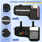 ZHCHG Upgraded Wheelchair Side Bag with Cup Holder, Wheelchair Armrest Pouch for Walker, Wheelchair Accessories Storage Bag
