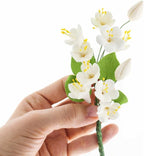 Cherry Blossom Sugar Flower Spray – Gumpaste Flowers for Cakes – Handmade Cake Decorations – Sakura Floral Topper – Sugar Flowers for Wedding & Birthday Cakes - White, 1 Count by Global Sugar Art