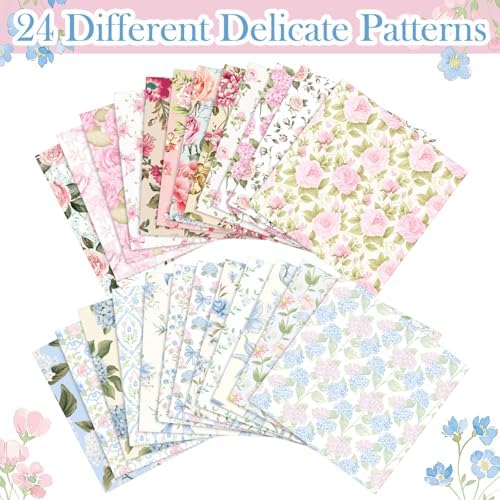 Tenceur 48 Pack 24 Style Assorted Floral Decoupage Napkins Decorative Toile Tissue Paper Pretty Flower Cocktail Napkin for Crafting DIY Spring Easter Wedding Party, Each Unfolded 13 Inch