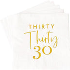 40pcs White and Gold 30th Birthday Cocktail Napkins,30th Birthday Anniversary Party Supplies for Women and Men,30th Birthday Beverage Cocktail Cake Paper Napkins, 10x10 inch