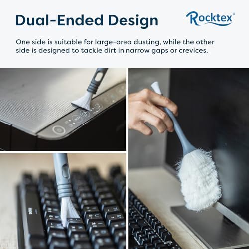 3 Pack Microfiber Delicate Duster & Detail Brush - Dual Ended Duster with Microfiber, Electrostatic and Washable Screen Static Cleaning Tool for Office, Car, Laptop, Screen, Keyboard, TV