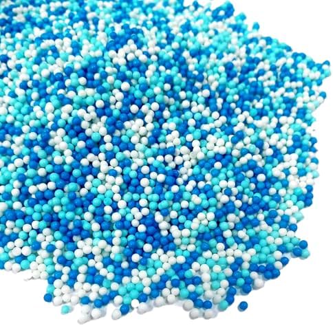 Sentovac Blue and White Nonpareils Sprinkles Edible 2mm Mini Peals Sprinkle for Cake Decorating Sugar Candy Cookie Cupcake Topper Baking Decorations Halloween Christmas Baby Shower Supplies