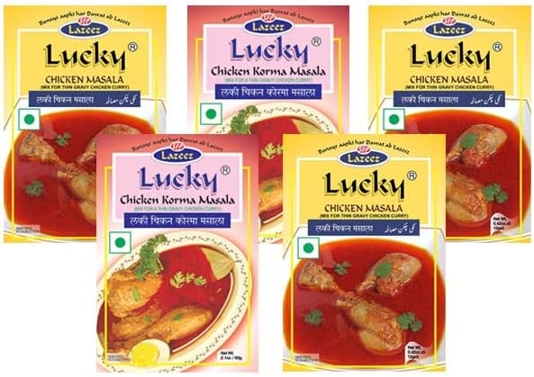 Lucky Chicken Curry Combo Masala 5 Pack (3 Chicken Masala, 2 Chicken Korma Masala)