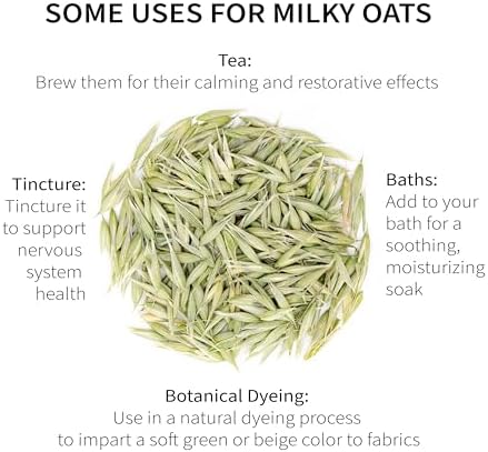 Milky Oats, Organically Grown in Wisconsin | 5.6 oz | 79 Servings | Sacred Blossom Farm | Herbal Tea & Medicinal Herbs | Loose Leaf | Regenerative Farming | Single Source | Avena Sativa