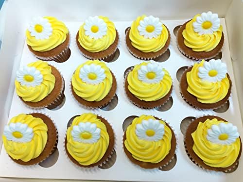 24pk White Daisies Sugar Decoration Toppers for Cakes Cupcakes Cake Pops