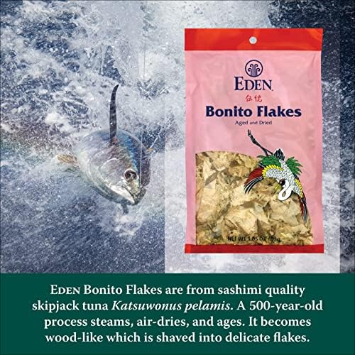 Eden Japanese Bonito Flakes, Shaved Skipjack Tuna, Katsuobushi 鰹節, Traditionally Aged and Dried, Hardwood Smoked, Make Dashi and Miso Soup, 1.05 oz (2-Pack)