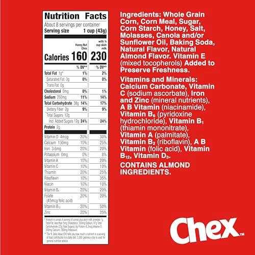 Honey Nut Chex Cereal, Gluten Free Breakfast Cereal, Made with Whole Grain, 12.5 oz