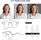 GL9148 Reading Glasses for Women Men 1.5+ Round Blue Light Blocking Readers Classic Metal Frame Spring Hinge Black