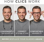 Clic Magnetic Reading Glasses for Men or Women, Computer Readers, Original Long