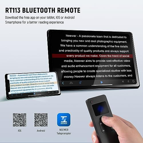 NEEWER RT113 Remote Control for NEEWER Teleprompter App ONLY, Upgraded with Direct Bluetooth Connection and Silent Button, Compatible with iOS Android Smartphone & Tablet for X17 II/X16/X12/X14 etc