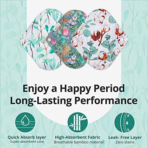 7pcs Set 1 pc Mini Wet Bag +6pcs Absorbent Reusable Sanitary Pads/Washable Cloth Menstrual Pads(Summer,M)…