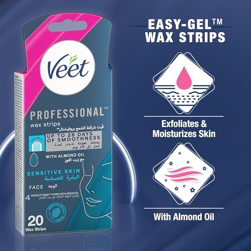 Veet Face Cold Wax Strips for Normal Skin, Pack of 20
