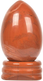 Justinstones Natural Red Jasper Gemstone Egg Crystal Healing Chakra Meditation Home Office Decor Stone with Stone Stand