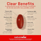 NatureWise Vitamin B Complex for Women and Men - with Folic Acid Biotin B1 B2 B3 B6 B12 - Support Cellular Energy & Mental Clarity - Gluten & Dairy Free, Non-GMO - 60 Softgels[2-Month Supply]