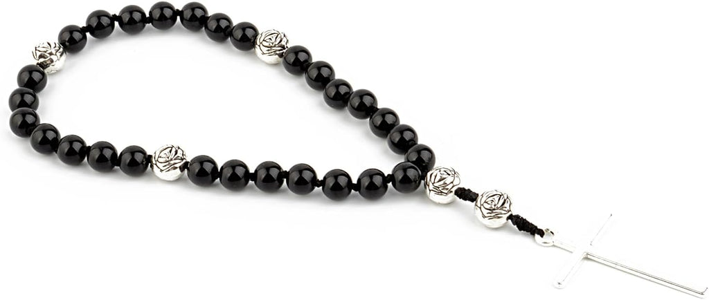 KIKILA Handmade 8mm Anglican Prayer Beads Rosary Natural Stone Beads with Cross Custom Rosary