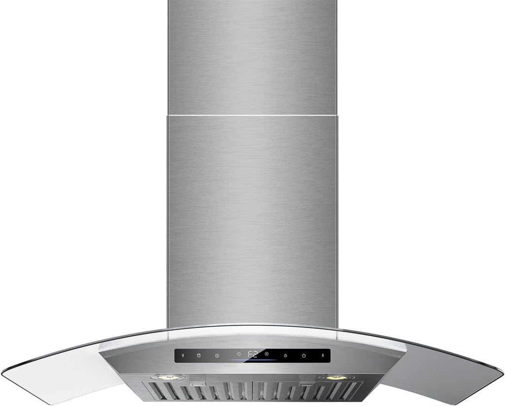 36 inch Wall Mount Range Hood, 900 CFM Kitchen Vent with Gesture & Remote Control, Ducted or Ductless, Stainless Steel with Tempered Glass
