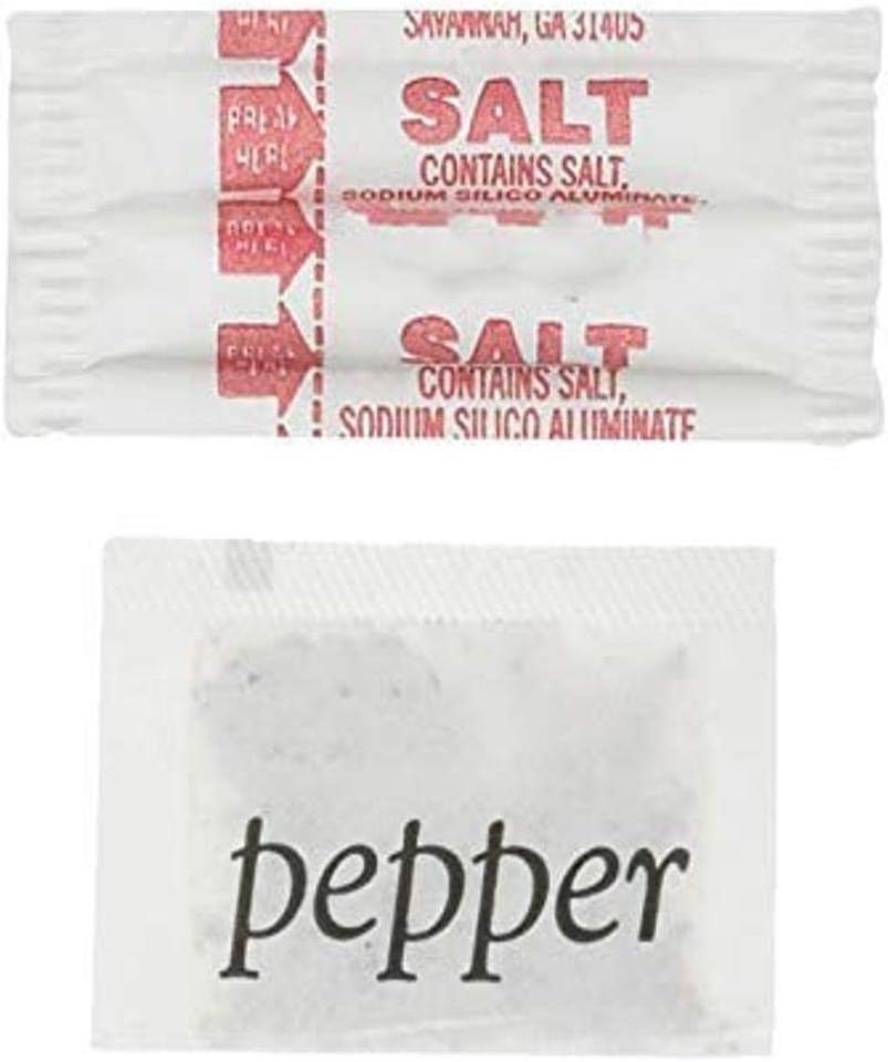 Concession Essentials Salt and Pepper Packets, 400 Count, Single Serve Portions, 200 Each