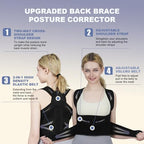 Posture Corrector for Women and Men Upgraded Back Brace, Adjustable Full Back Support for Upper and Lower Back Pain Relief, Shoulder Straightener for Hunchback, Scoliosis, Lumbar, Spine (Black,Medium)