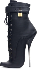 High Heels 18cm Ballet Boots Pointed Toe High Heel Lace Up with Locks