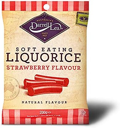 Darrell Strawberry Soft Eat Liquorice 200 g (Pack of 8)