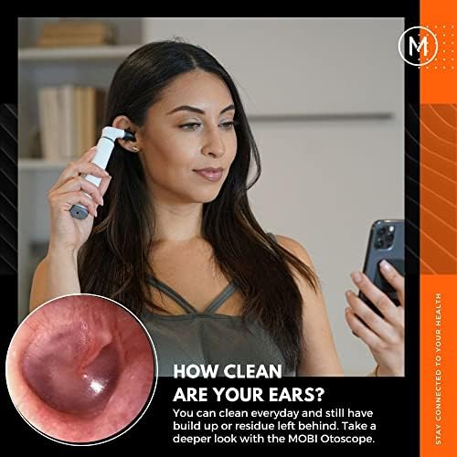 MOBI Connect Wi-Fi Otoscope for Ears, Nose & Throat - 1080P HD Lens, Multi-Axis Gyroscope, 6 LED Lights, 90+ Min Use, 3 Ear Speculum, Suitable for Adults & Children