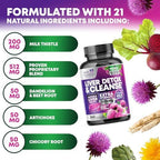 Gentle Liver Cleanse Detox & Repair Formula - Advanced Liver Support Supplement with Silymarin Milk Thistle, Dandelion Root, Artichoke Extract, Turmeric, Choline, & Beetroot - 240 Veggie Capsules