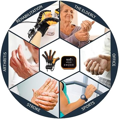 Rehabilitation Robot Gloves Equipment for Stroke Recovery, Hand Strength Exercise, and Adaptive Training Hemiplegic with USB Chargeable Orange (Size M,Left Hand)
