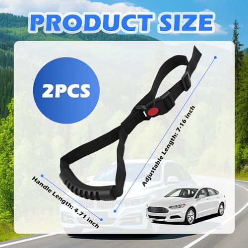 2PCS Adjustable Car Handle Assist,Anti-Slip Car Door Handle for Elderly/Pregnant Women/Kids,Portable Cars Handles Strap for Cars Interior Use & Daily Travel Safety Support
